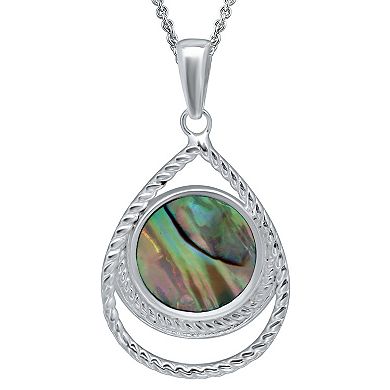Aleure Precioso Silver Plated Abalone Teardrop Pendant Necklace