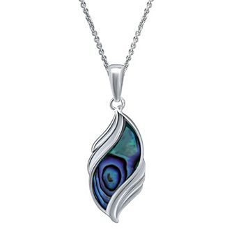 Aleure Precioso Silver Plated Abalone Swirl Pendant Necklace