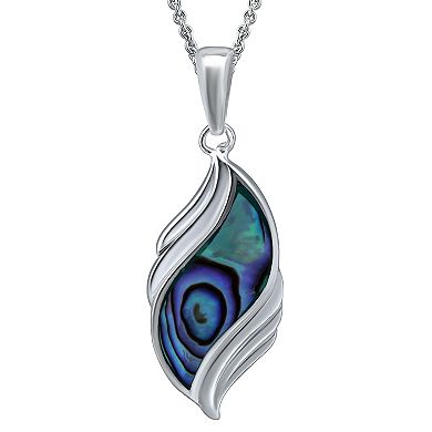 Aleure Precioso Silver Plated Abalone Swirl Pendant Necklace