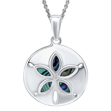 Aleure Precioso Silver Plated Abalone Sand Dollar Pendant Necklace