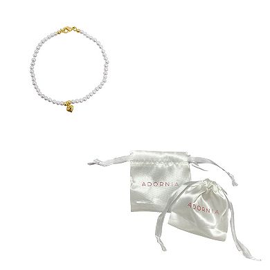 Adornia 14k Gold Plated Simulated Pearl Heart Charm Bracelet