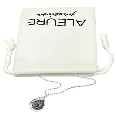 Aleure Precioso Silver Plated Abalone Filigree Teardop Pendant Necklace