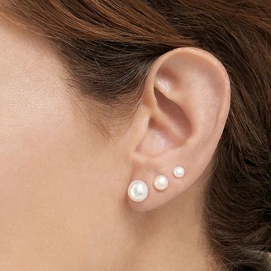Adornia 14k Gold Plated Freshwater Cultured Pearl Stud Earrings Trio Set