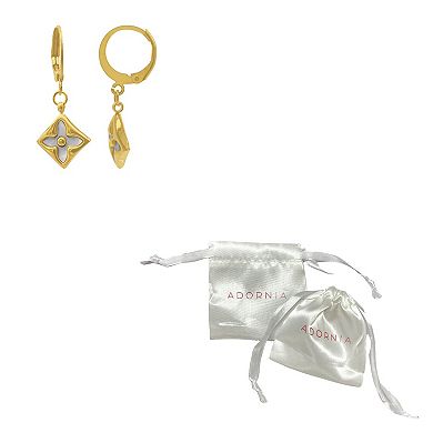 Adornia 14k Gold Plated Clover Dangle Huggie Earrings