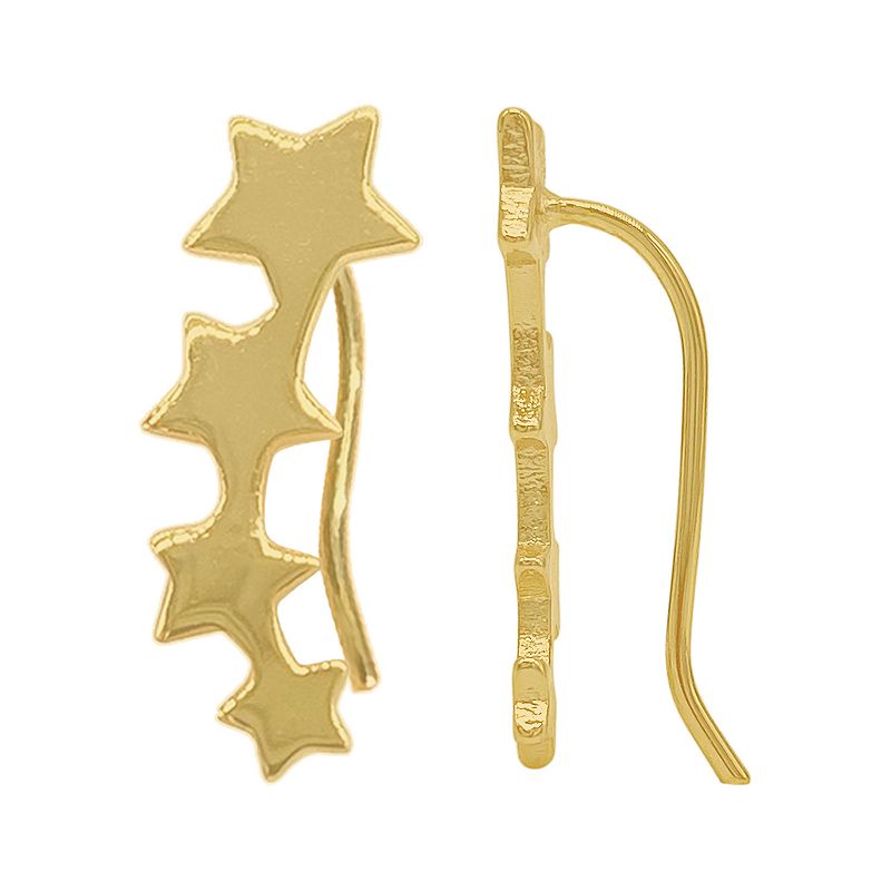 Adornia 14k Gold Plated Star Climber Earrings, Womens