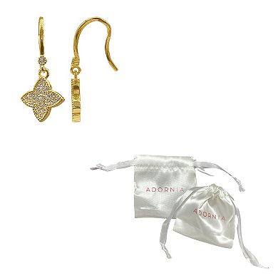 Adornia 14k Gold Plated Crystal Clover Drop Earrings