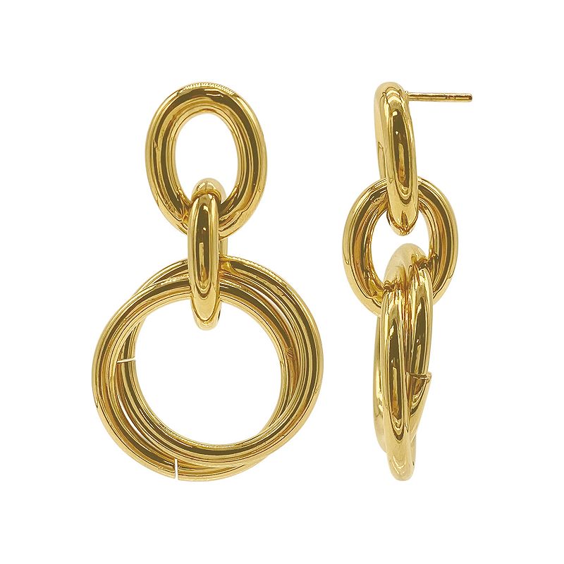 Adornia 14k Gold Plated Open Circle Link Drop Earrings, Womens