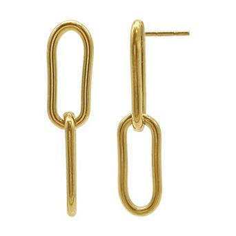Adornia 14k Gold Plated Paper Clip Link Drop Earrings