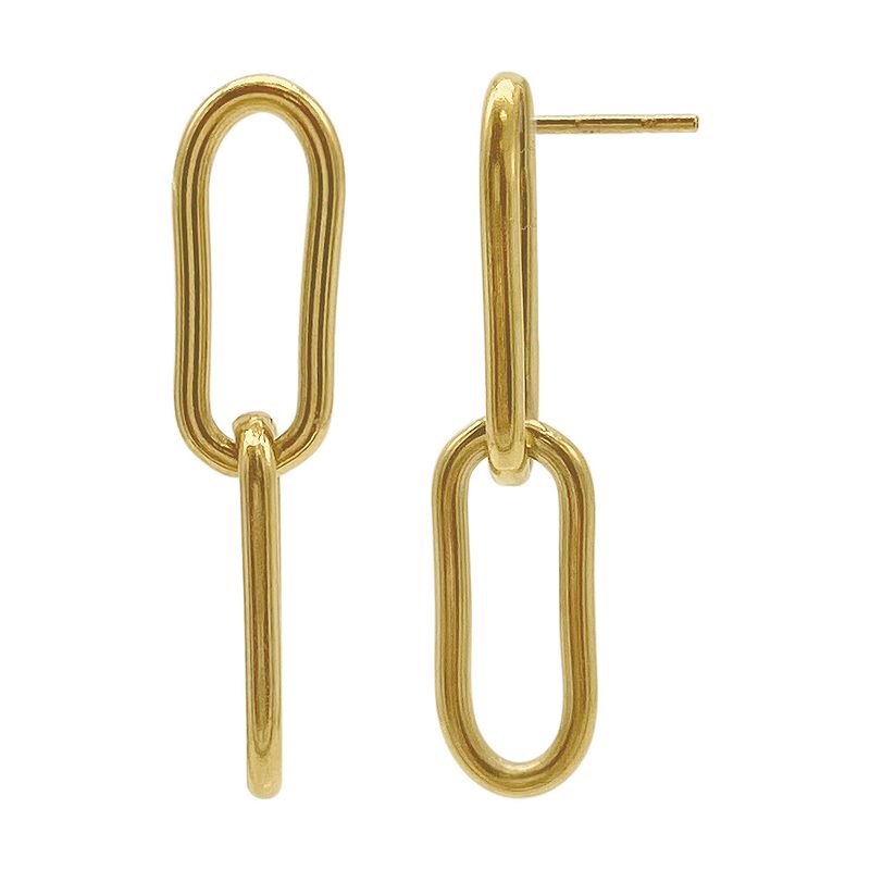 Adornia 14k Gold Plated Paper Clip Link Drop Earrings, Womens