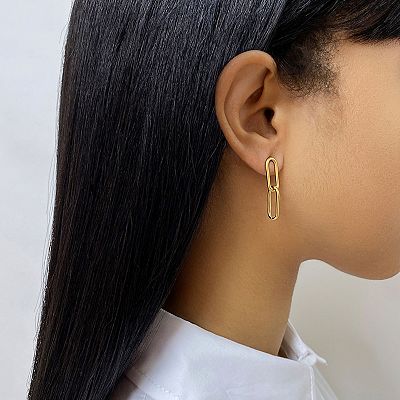 Adornia 14k Gold Plated Paper Clip Link Drop Earrings