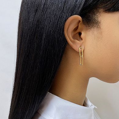 Adornia 14k Gold Plated Paper Clip Link Drop Earrings