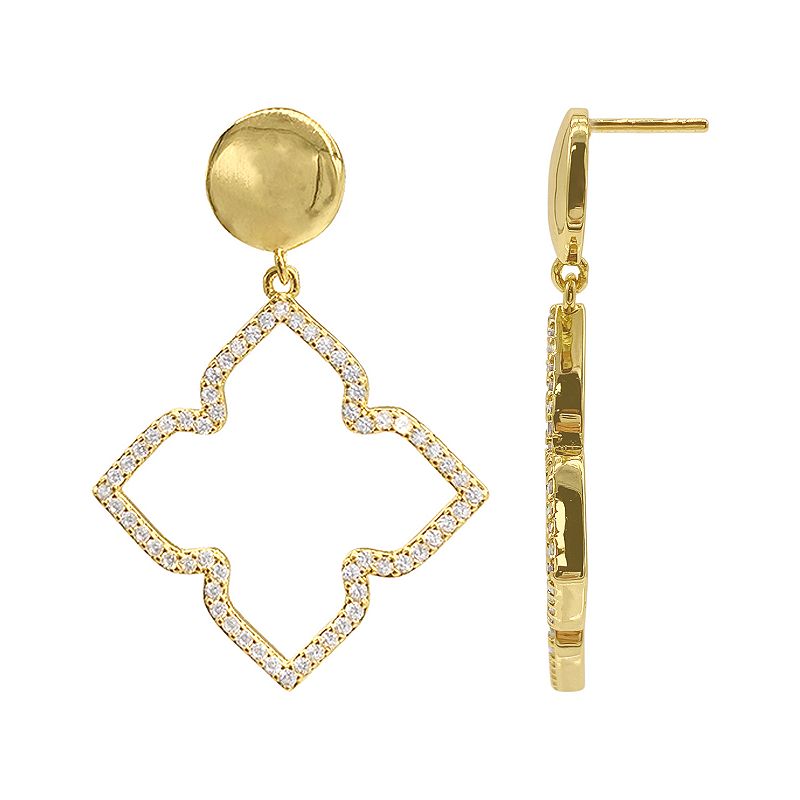 Adornia 14k Gold Plated Flower Crystal Drop Earrings, Womens