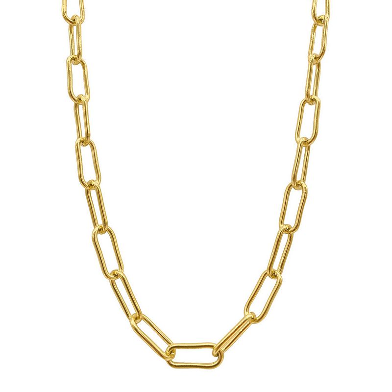 Adornia 14k Gold Plated Chunky Paper Clip Chain Necklace, Womens