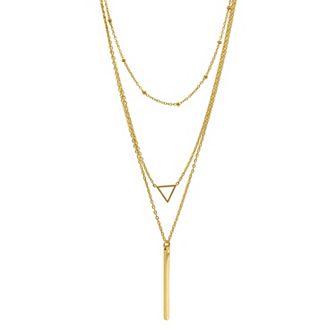 Adornia 14k Gold Plated Triple-Layer Pendant Necklace