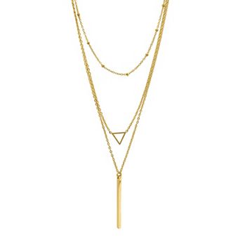 Adornia 14k Gold Plated Triple-Layer Pendant Necklace