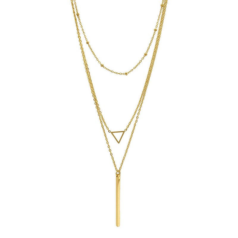 Adornia 14k Gold Plated Triple-Layer Pendant Necklace, Womens, Size: 17