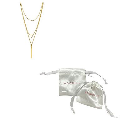 Adornia 14k Gold Plated Triple-Layer Pendant Necklace