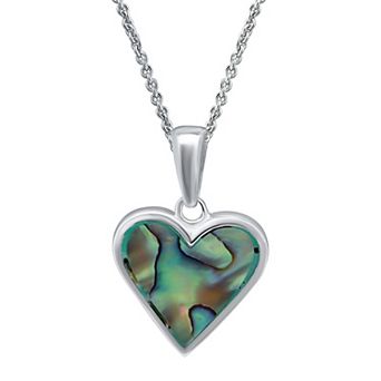 Aleure Precioso Silver Plated Abalone Small Heart Pendant Necklace
