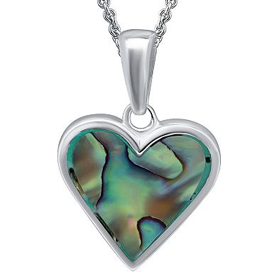 Aleure Precioso Silver Plated Abalone Small Heart Pendant Necklace