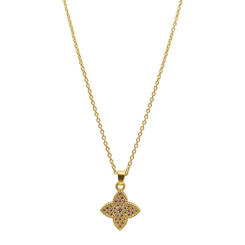 Adornia 14k Gold Plated Crystal Clover Necklace, Womens, Size: 18