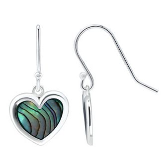 Aleure Precioso Silver Plated Abalone Heart Drop Earrings