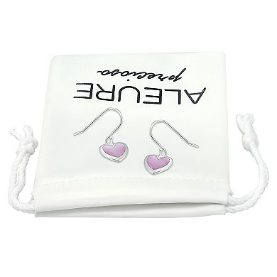 Aleure Precioso Silver Plated Abalone Heart Drop Earrings
