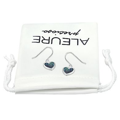 Aleure Precioso Silver Plated Abalone Heart Drop Earrings