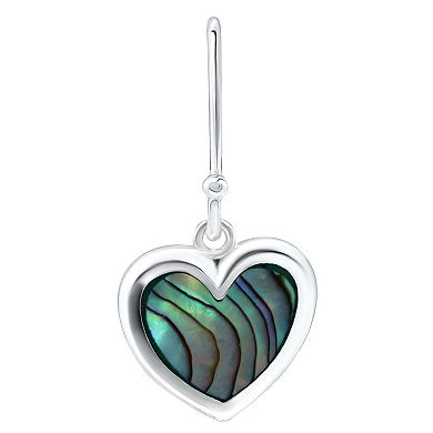 Aleure Precioso Silver Plated Abalone Heart Drop Earrings