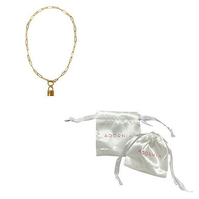 Adornia 14k Gold Plated Paper Clip Chain Padlock Toggle Necklace