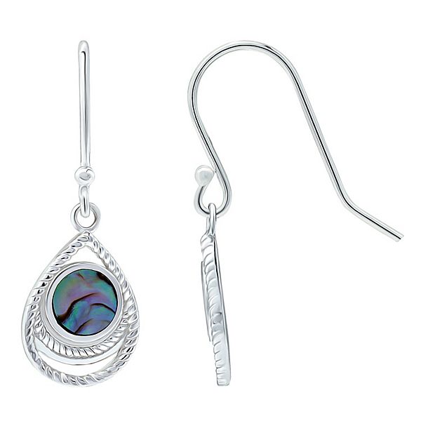 Aleure Precioso Silver Plated Abalone Teardrop Earrings