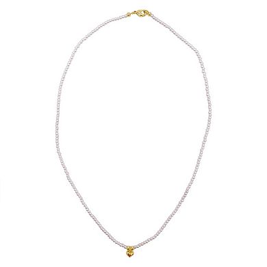 Adornia 14k Gold Plated Freshwater Cultured Pearl Bead Heart Charm Necklace