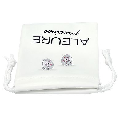 Aleure Precioso Silver Plated Abalone Sand Dollar Stud Earrings