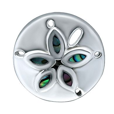 Aleure Precioso Silver Plated Abalone Sand Dollar Stud Earrings