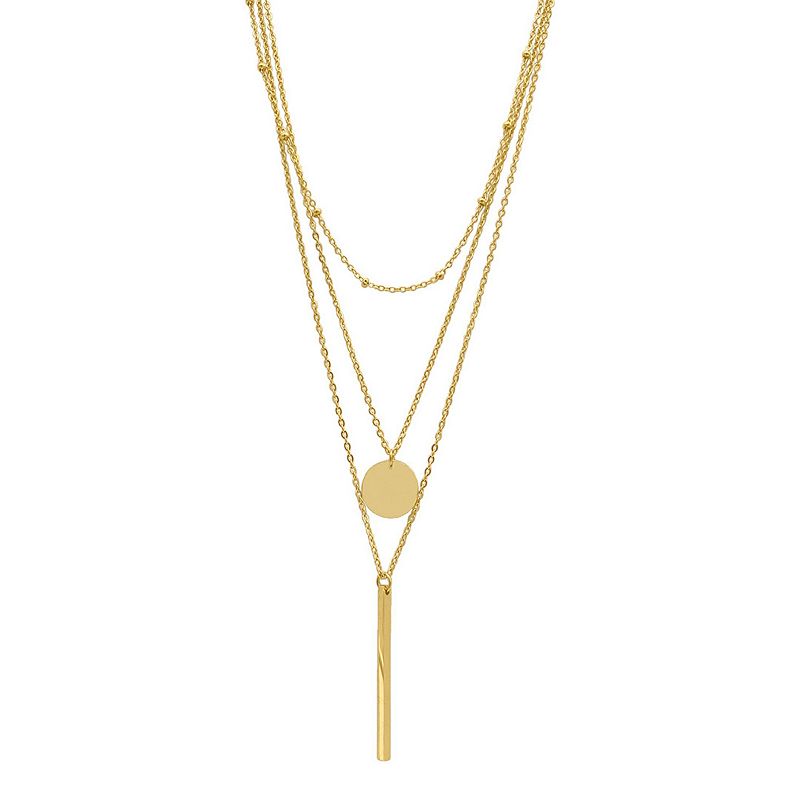 Adornia 14k Gold Plated Layered Pendant Necklace, Womens, Size: 18