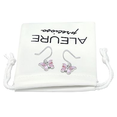 Aleure Precioso Silver Plated Abalone Butterfly Drop Earrings