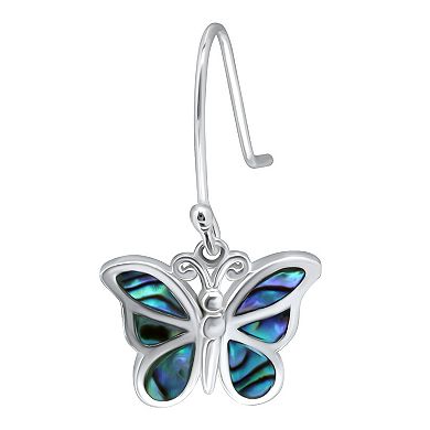 Aleure Precioso Silver Plated Abalone Butterfly Drop Earrings