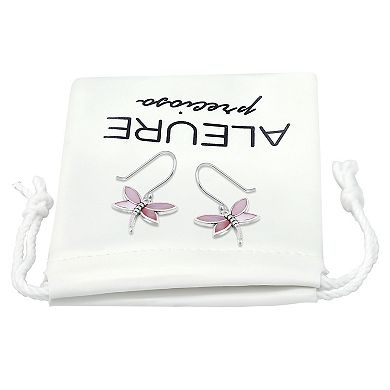 Aleure Precioso Silver Plated Abalone Dragonfly Drop Earrings