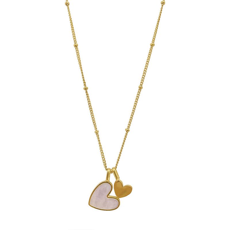 Adornia 14k Gold Plated Mother-of-Pearl Heart Charms Necklace, Womens, Si