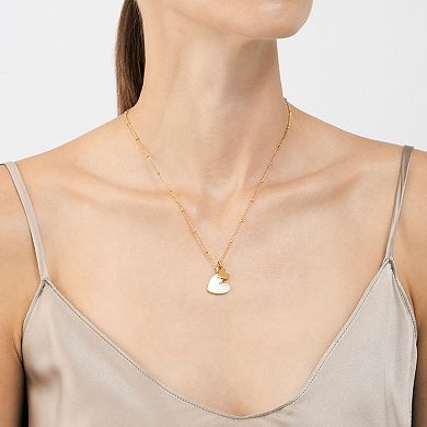 Adornia 14k Gold Plated Mother-of-Pearl Heart Charms Necklace