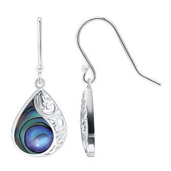 Aleure Precioso Silver Plated Abalone Filigree Teardop Earrings
