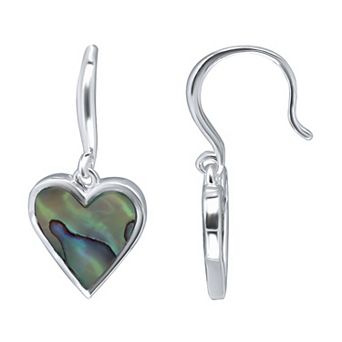 Aleure Precioso Silver Plated Abalone Small Heart Drop Earrings
