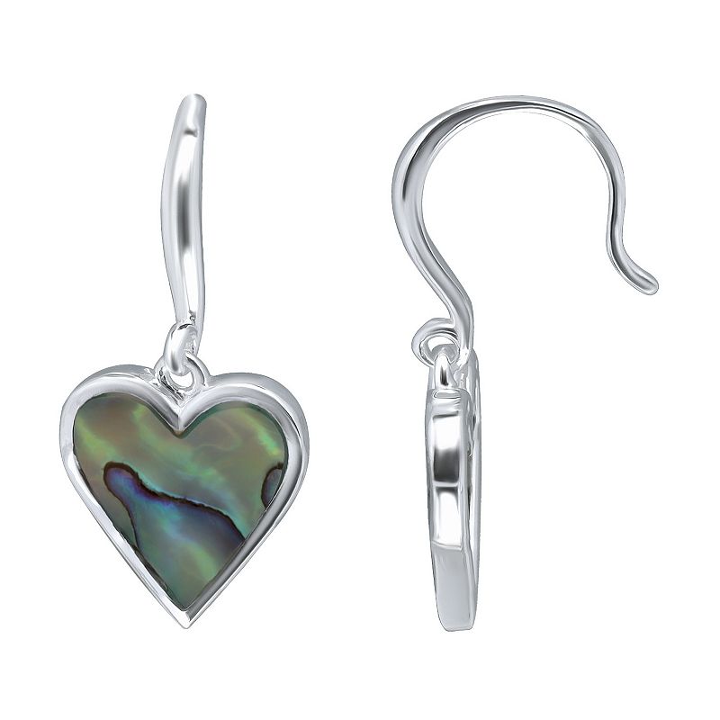 Aleure Precioso Silver Plated Abalone Small Heart Drop Earrings, Womens, M