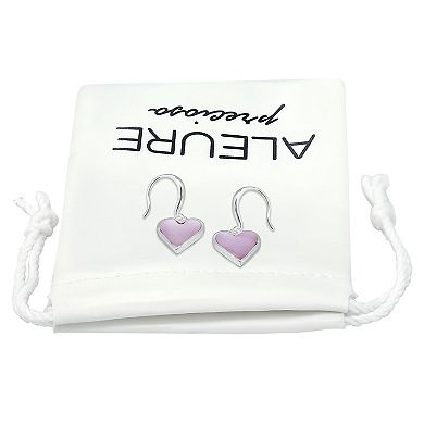 Aleure Precioso Silver Plated Abalone Small Heart Drop Earrings