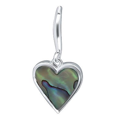 Aleure Precioso Silver Plated Abalone Small Heart Drop Earrings