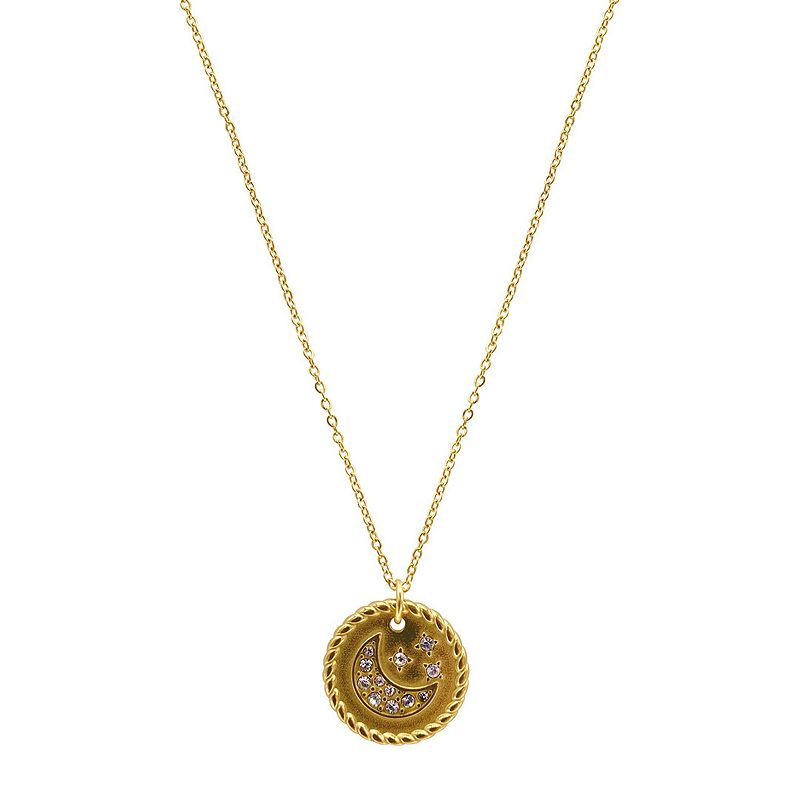 Adornia 14k Gold Plated Celestial Disc Necklace, Womens, Size: 18