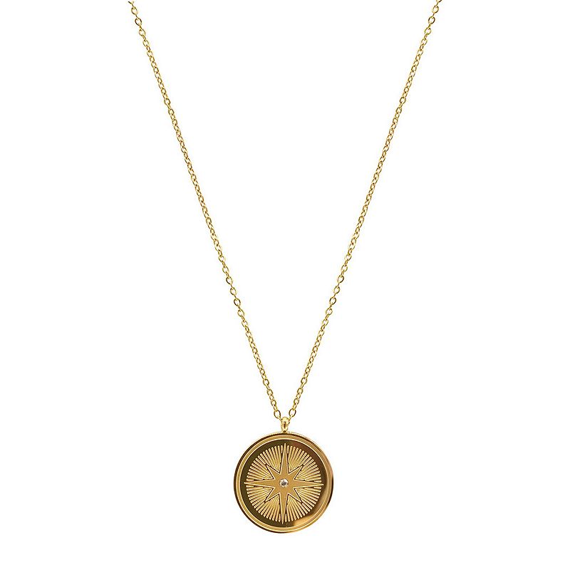 Adornia 14k Gold Plated Star Compass Pendant Necklace, Womens, Size: 18