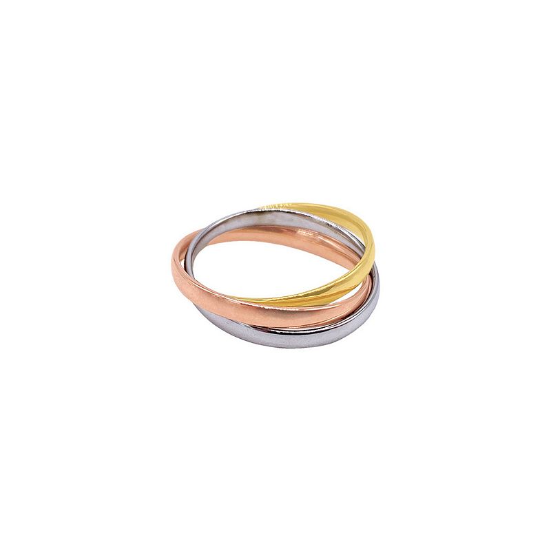 Adornia Tri-Tone 14k Gold Plated Interlocking Rings, Womens, Size: 9