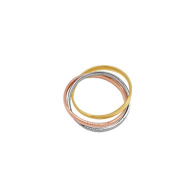 Adornia Tri-Tone 14k Gold Plated Interlocking Rings