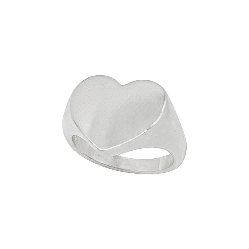 Adornia Silver Tone Heart Signet Ring, Womens, Size: 8