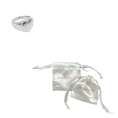 Adornia Silver Tone Heart Signet Ring